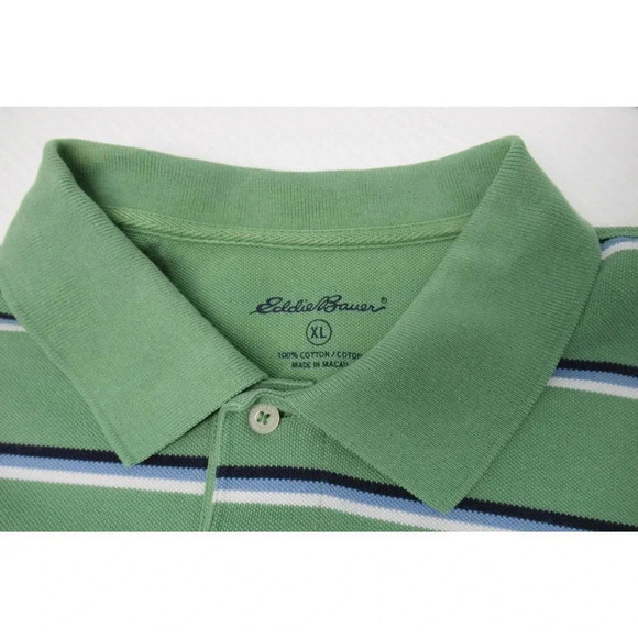 Eddie Bauer Classic Field Polo Pistachio Green Stripe Polo Shirt Men's XL - Picture 3 of 5